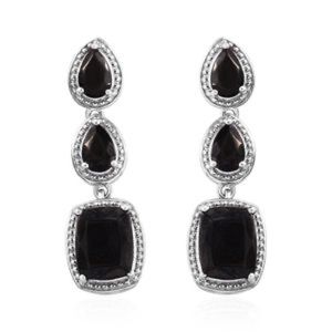 Shungite Platinum over Sterling Silver Earrings